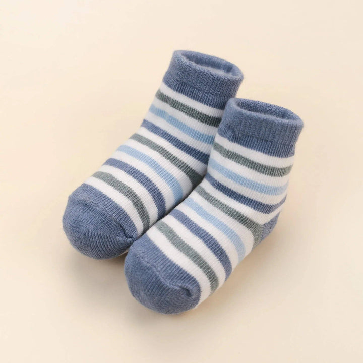 Organic Cotton Baby Socks - Blue & Green Stripes