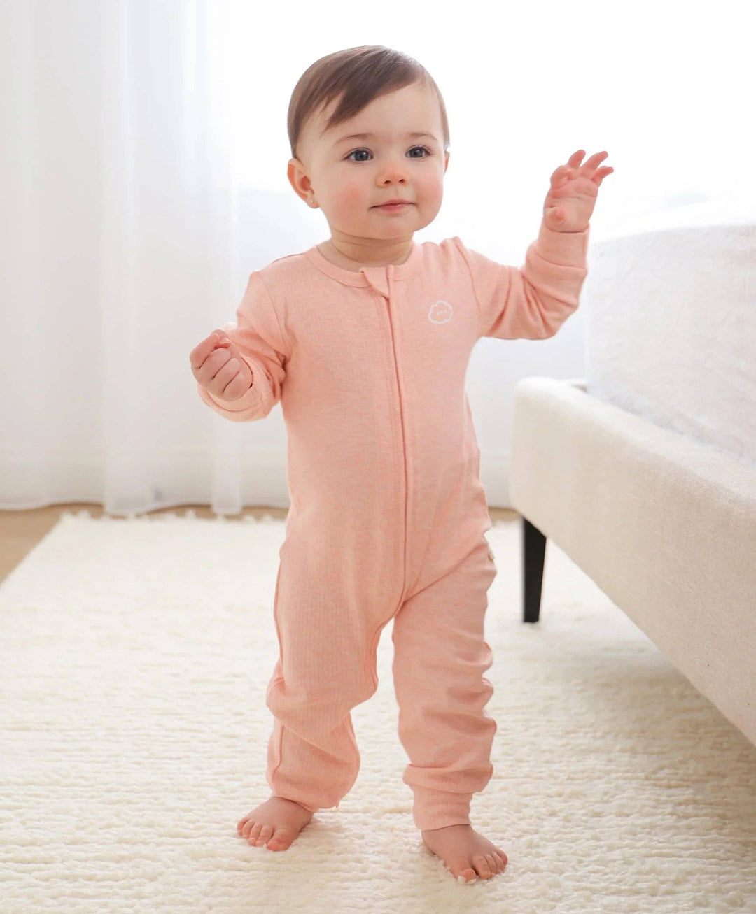 Organic Cotton Growsuit - Heather Pink