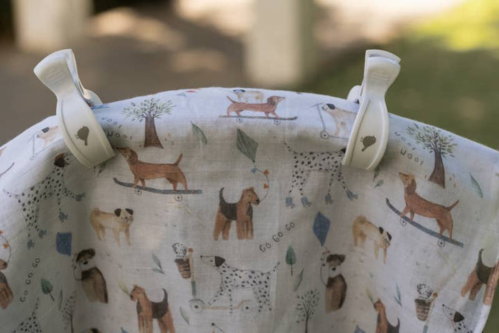 Muslin Wrap & Pram Clips Set - Dogs Day Out