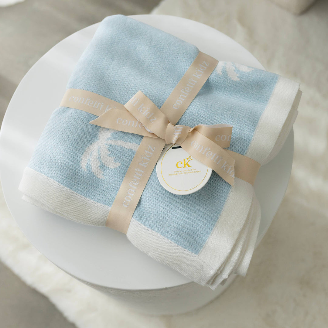 Reversible Knit Blanket | Ocean Palms
