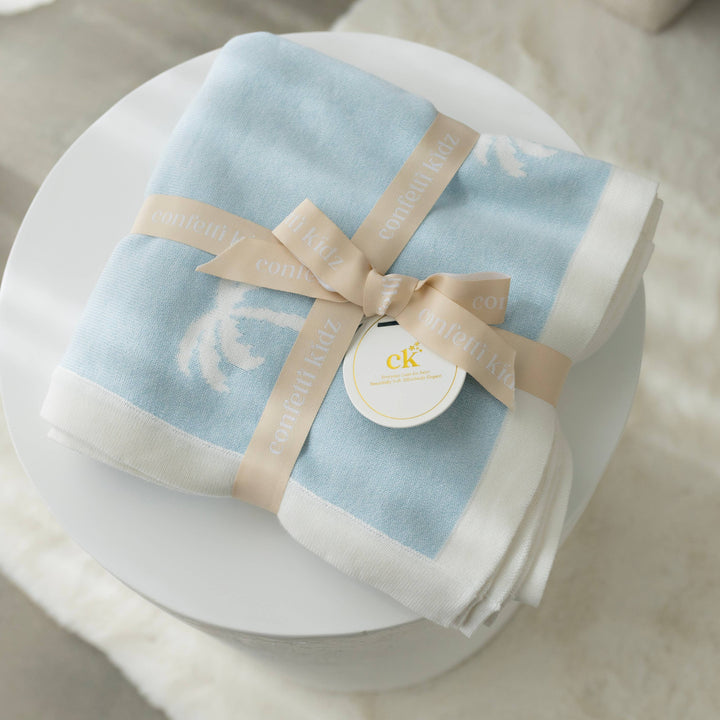 Reversible Knit Blanket | Ocean Palms
