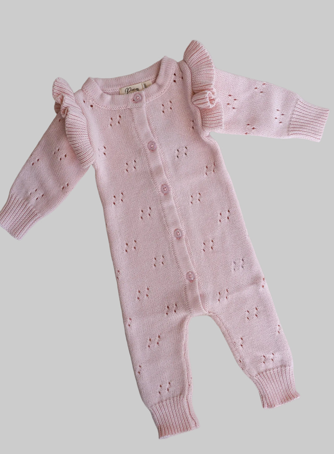 Long Pointelle Flutter Romper | Baby Pink