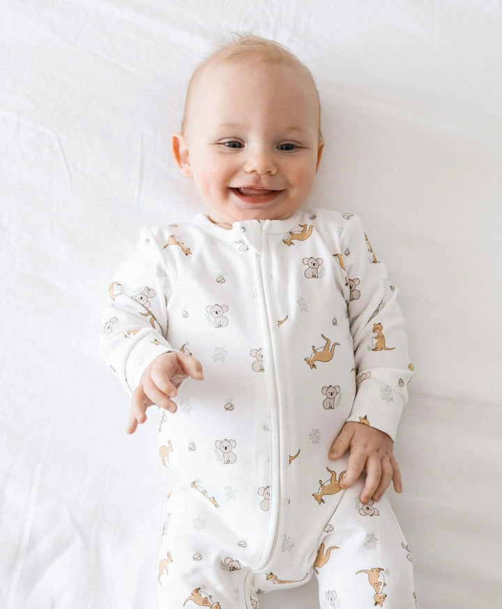 Organic Cotton Growsuit - Kangaroo & Koala