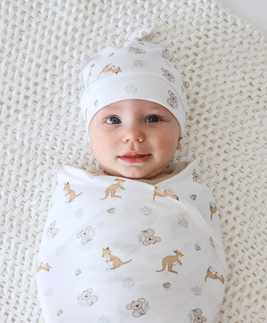 Organic Cotton Beanie - Kangaroo & Koala