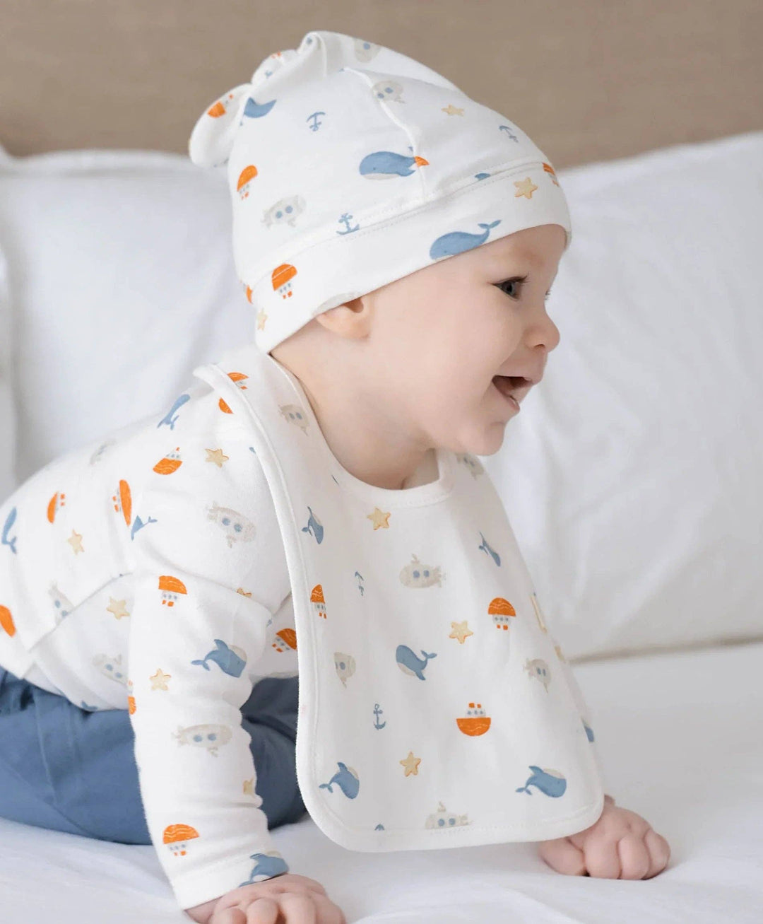 Organic Cotton Bib - Sea