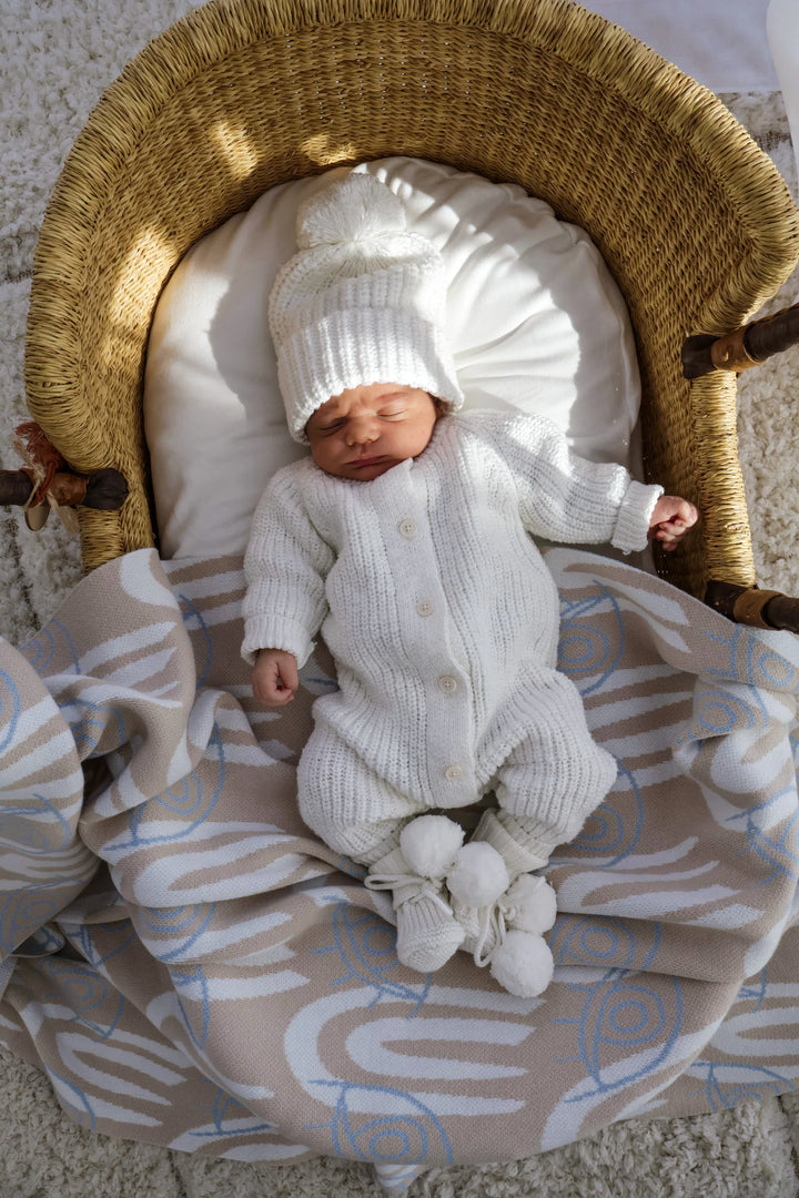 Textured Cotton Long Romper | Snow