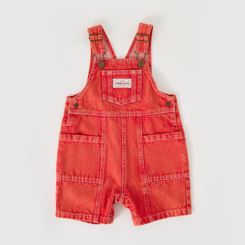 Overalls | Burton - Vintage Washed Denim - Apple Red