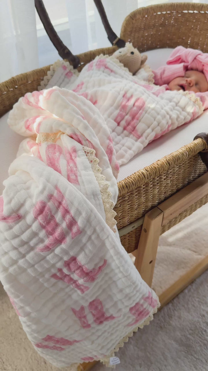 Gauze Lace Blanket | Pink Cowgirl Boots