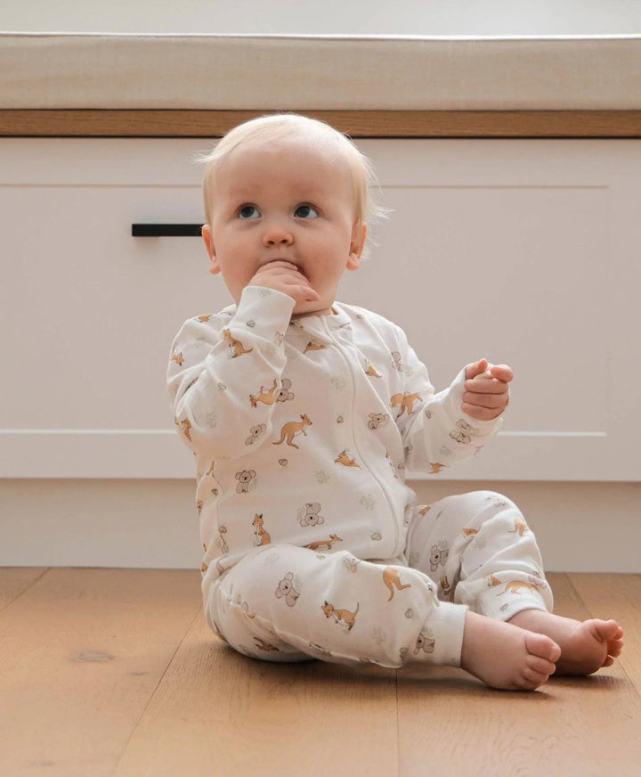 Organic Cotton Growsuit - Kangaroo & Koala
