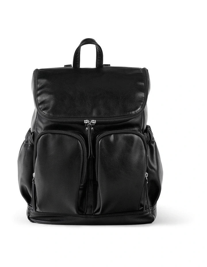 Nappy Backpack | Signature - Black Vegan Leather