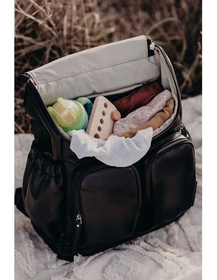 Nappy Backpack | Signature - Black Vegan Leather