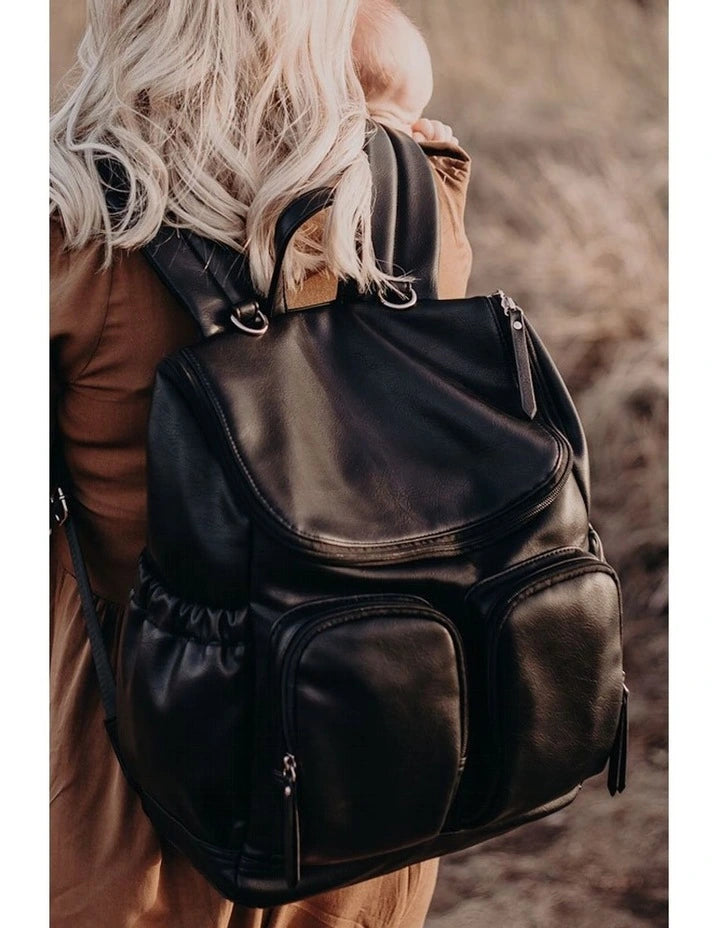 Nappy Backpack | Signature - Black Vegan Leather
