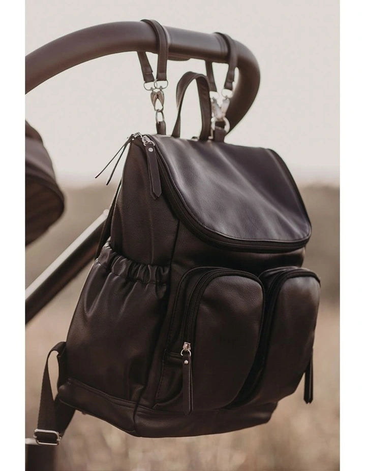 Nappy Backpack | Signature - Black Vegan Leather