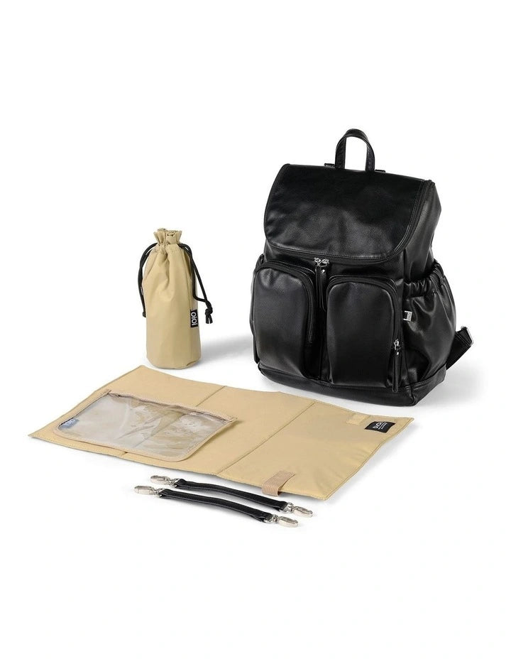 Nappy Backpack | Signature - Black Vegan Leather