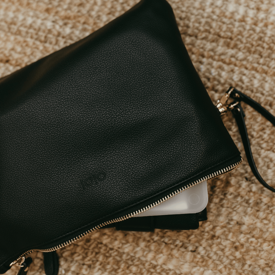 Nappy Changing Pouch - Black Vegan Leather