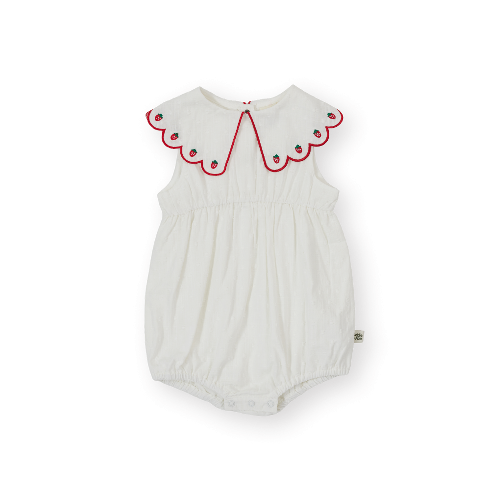 Scallop Collar Strawberry Romper