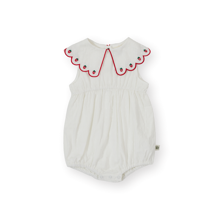 Scallop Collar Strawberry Romper