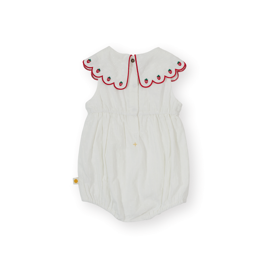 Scallop Collar Strawberry Romper