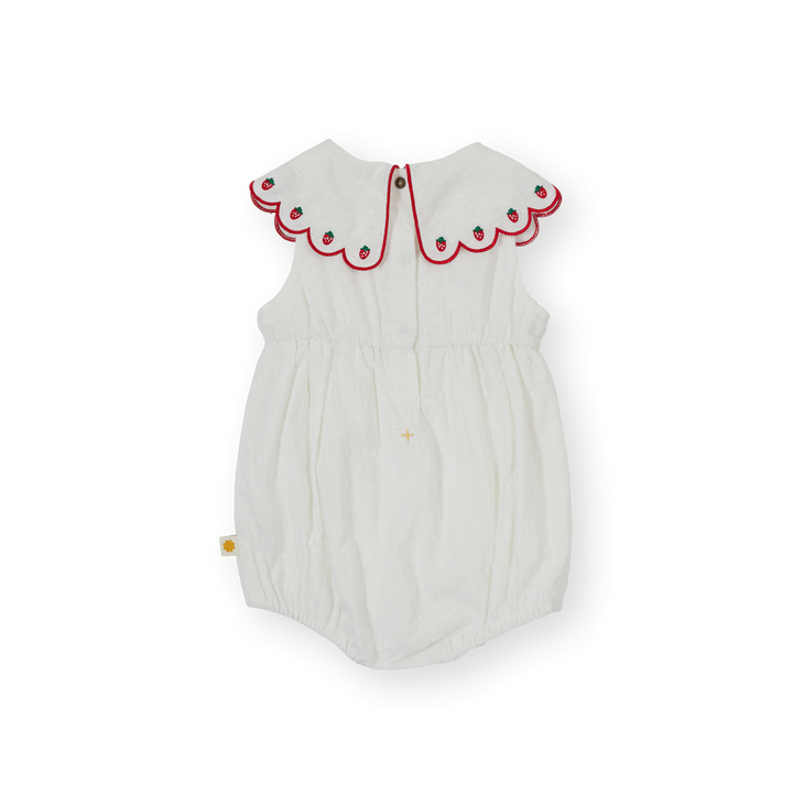 Scallop Collar Strawberry Romper