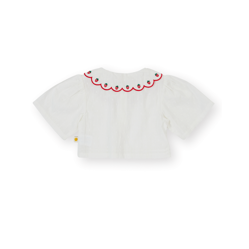 Scallop Collar Strawberry Cropped Blouse