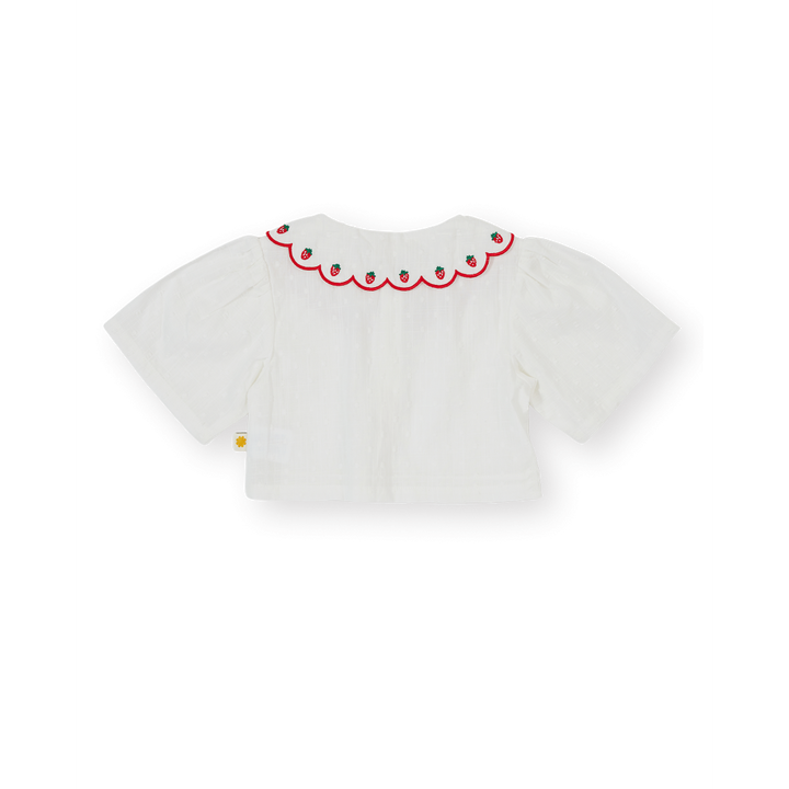 Scallop Collar Strawberry Cropped Blouse