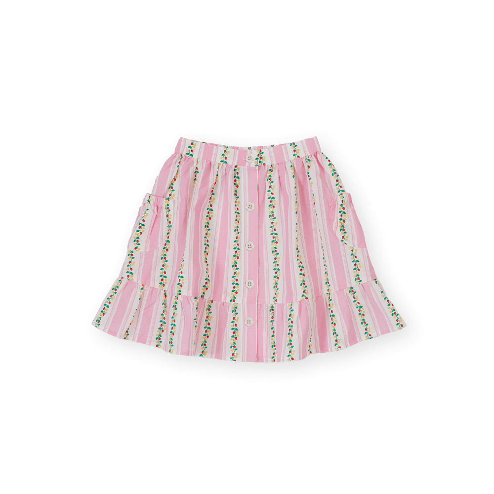 Antique Stripe Strawberry Peplum Skirt