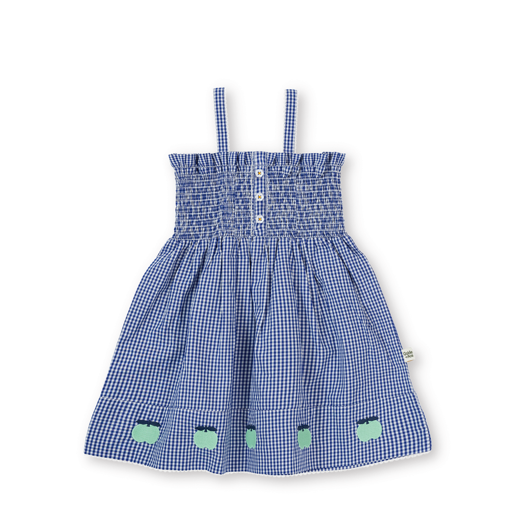 Shirred Gingham Apple Dress