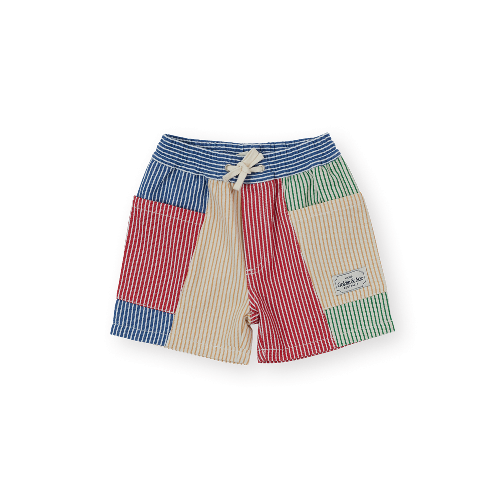 Patchwork Stripe Noah Pocket Shorts
