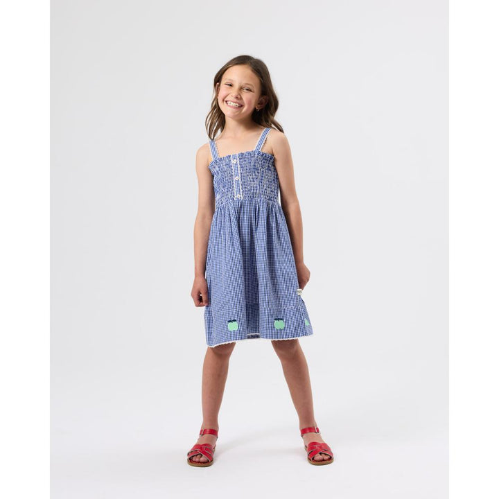 Shirred Gingham Apple Dress
