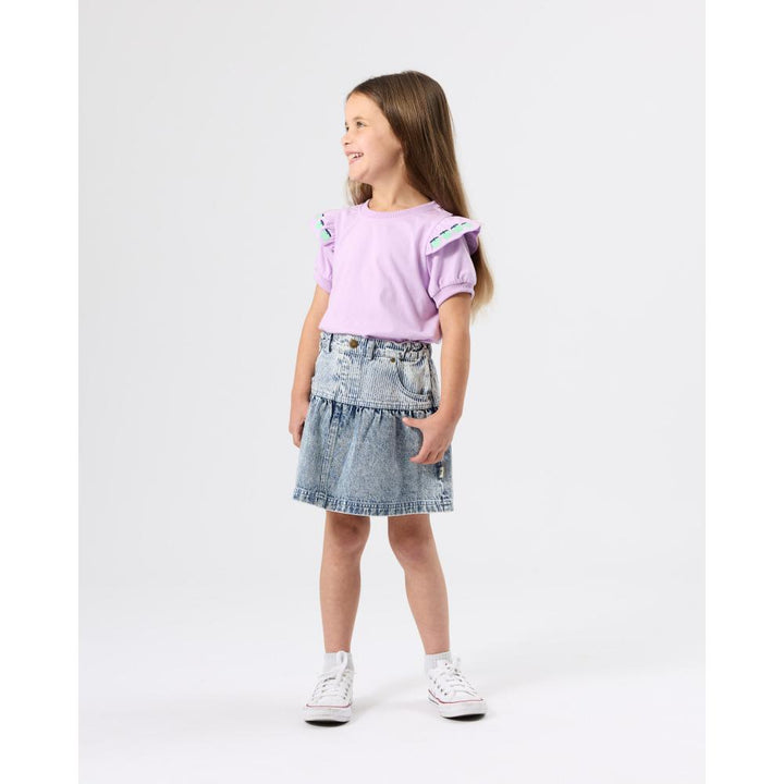 Denim Skirt | Pinstripe Peplum