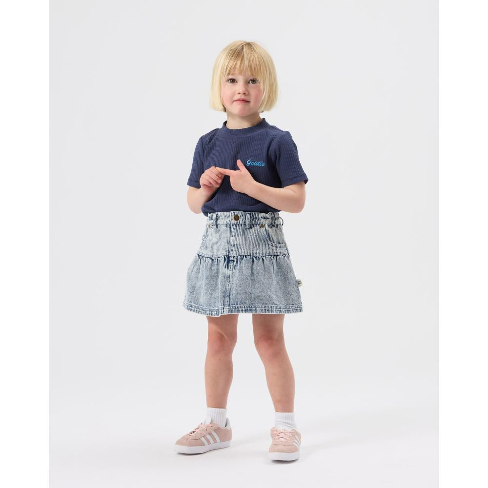 Denim Skirt | Pinstripe Peplum