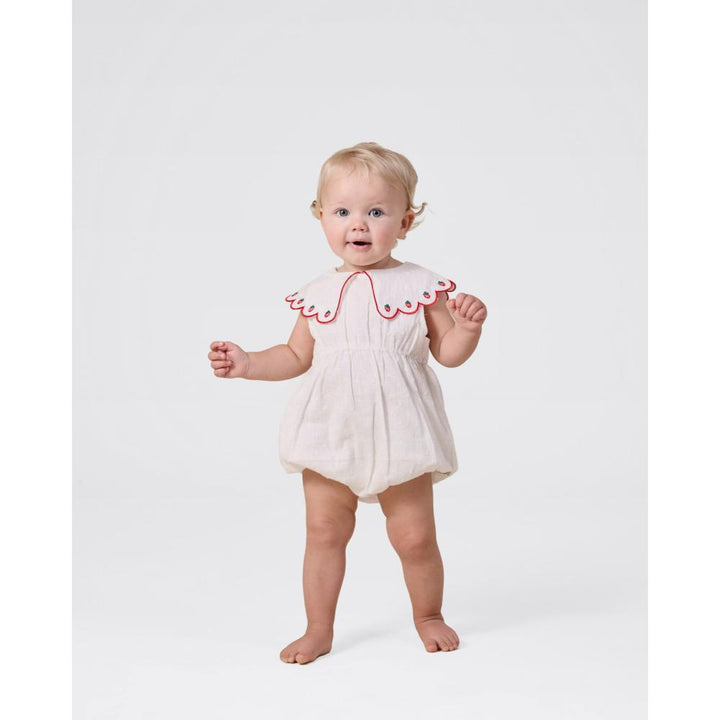 Scallop Collar Strawberry Romper