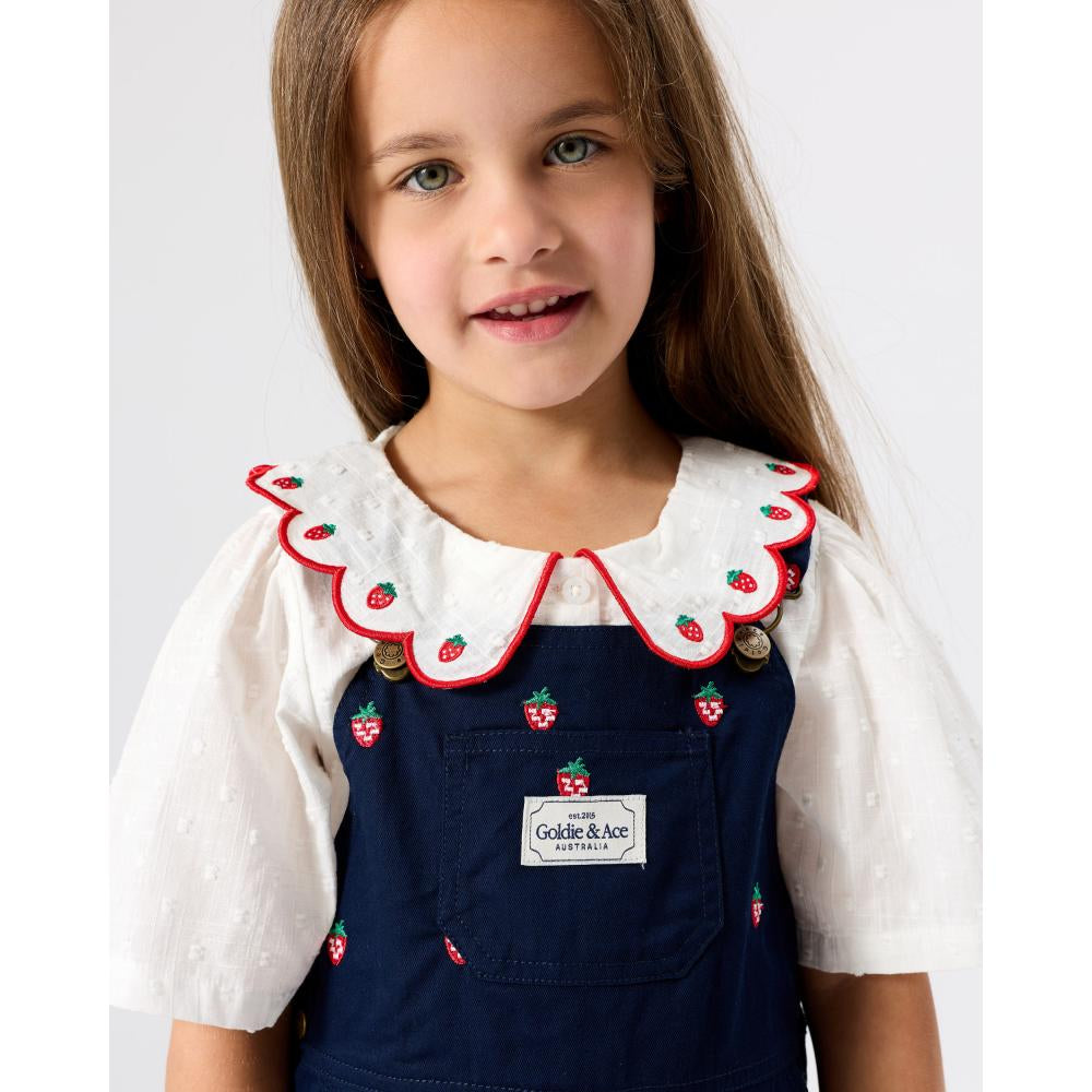 Mini Strawberry Embroidered Burton Overall