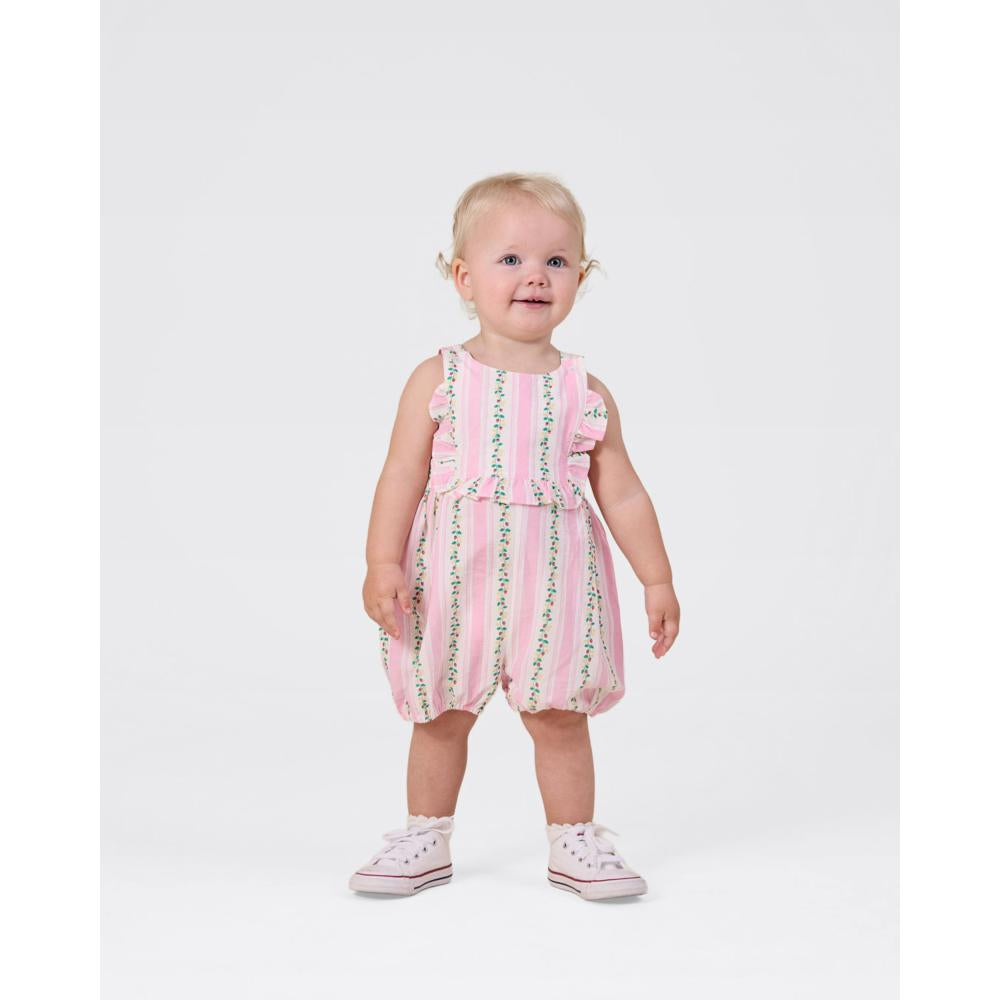 Antique Stripe Strawberry Bubble Romper