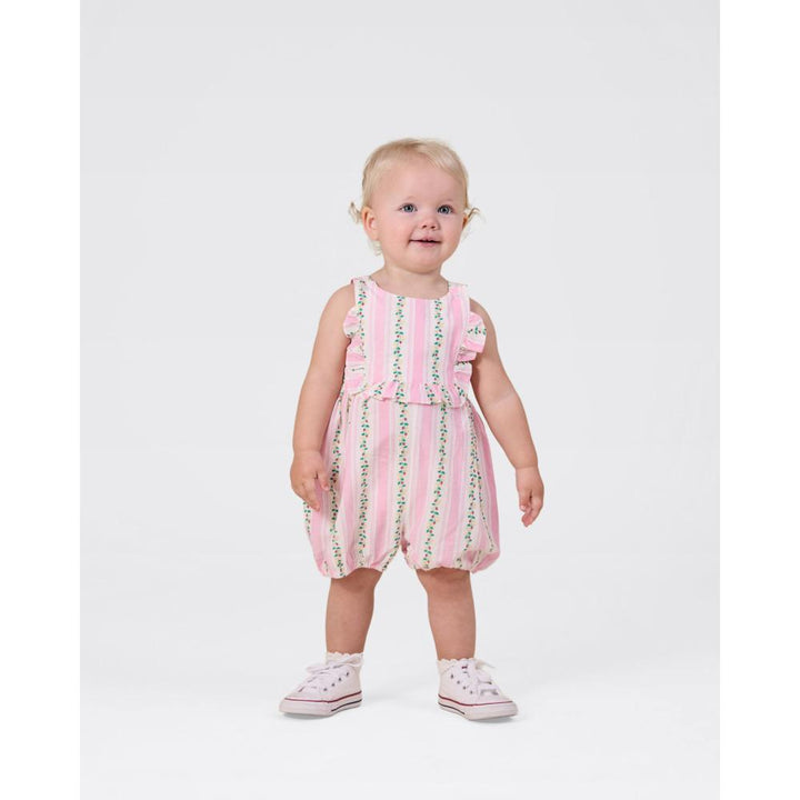 Antique Stripe Strawberry Bubble Romper