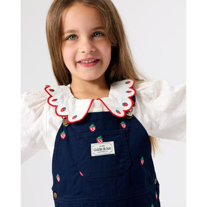Scallop Collar Strawberry Cropped Blouse