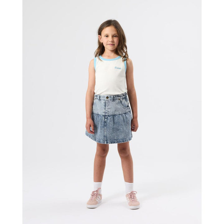 Denim Skirt | Pinstripe Peplum