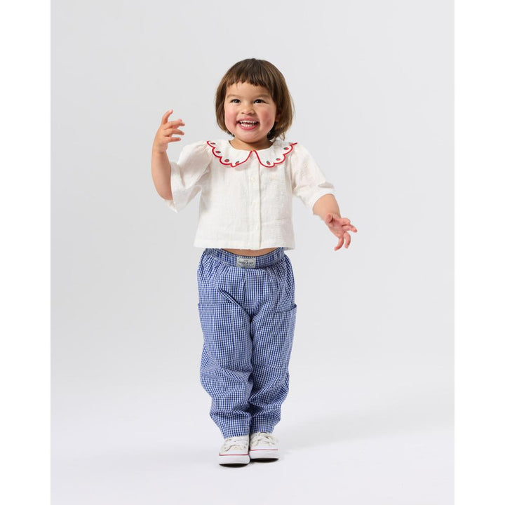 Scallop Collar Strawberry Cropped Blouse
