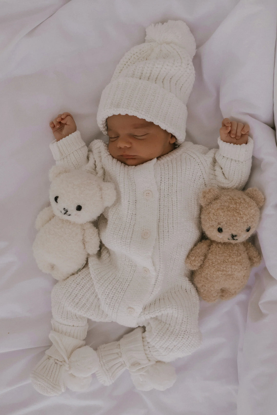 Textured Cotton Long Romper | Snow