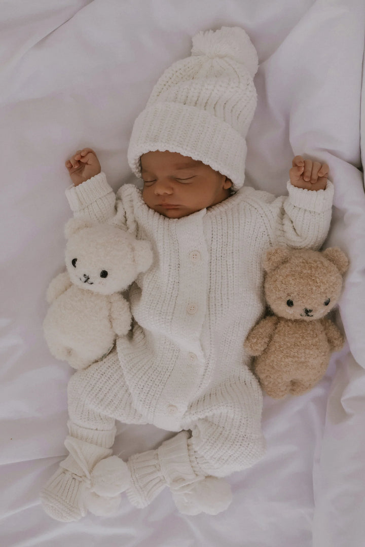Textured Cotton Long Romper | Snow