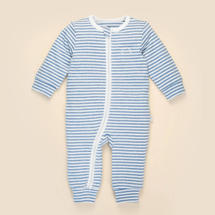 Organic Cotton Growsuit - Blue Stripes