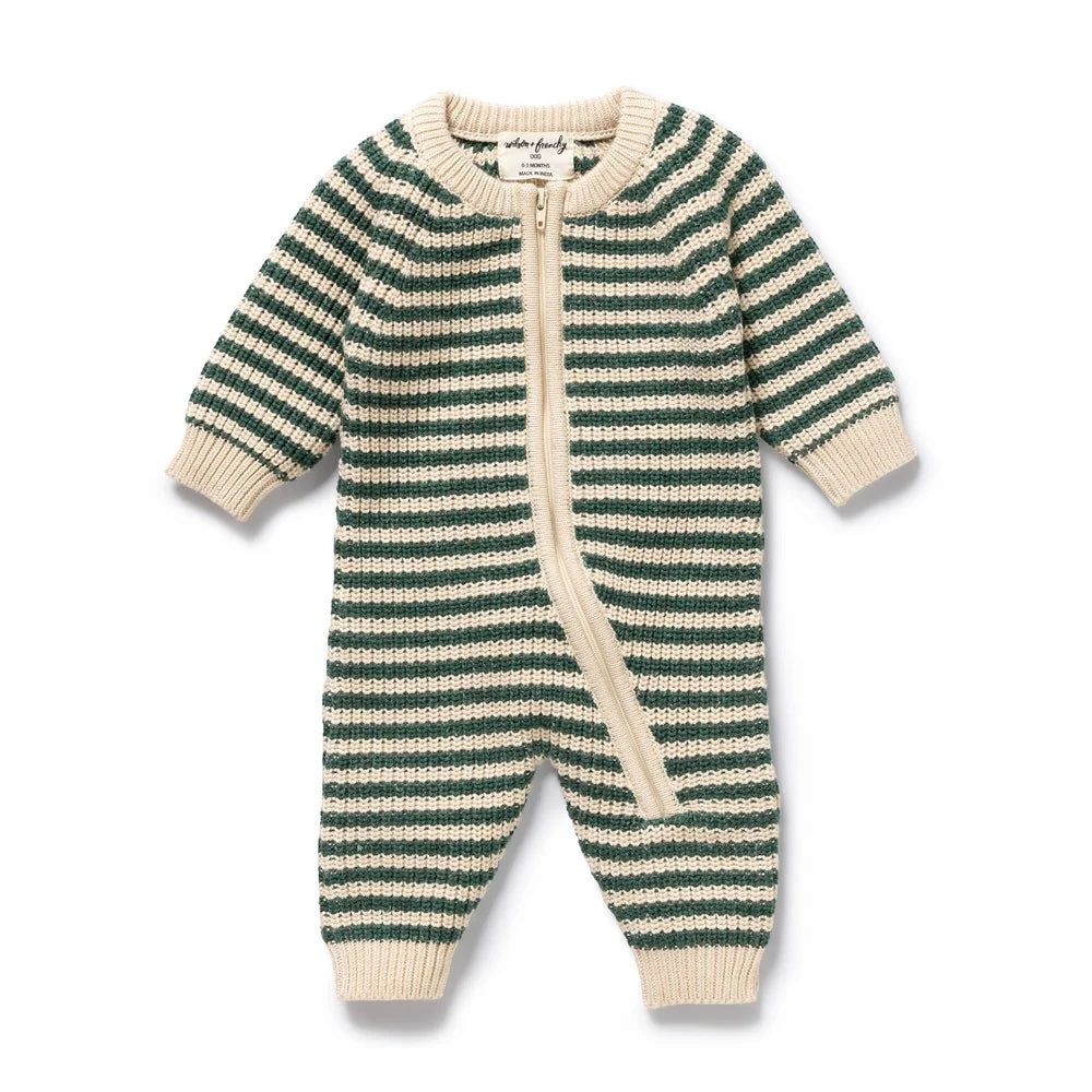 Growsuit | Organic Knitted - Clover Stripe