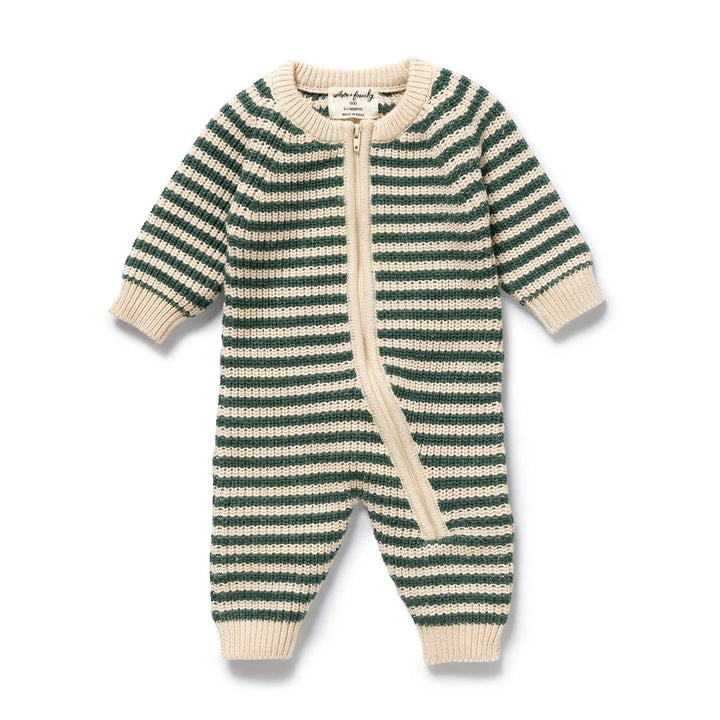 Growsuit | Organic Knitted - Clover Stripe