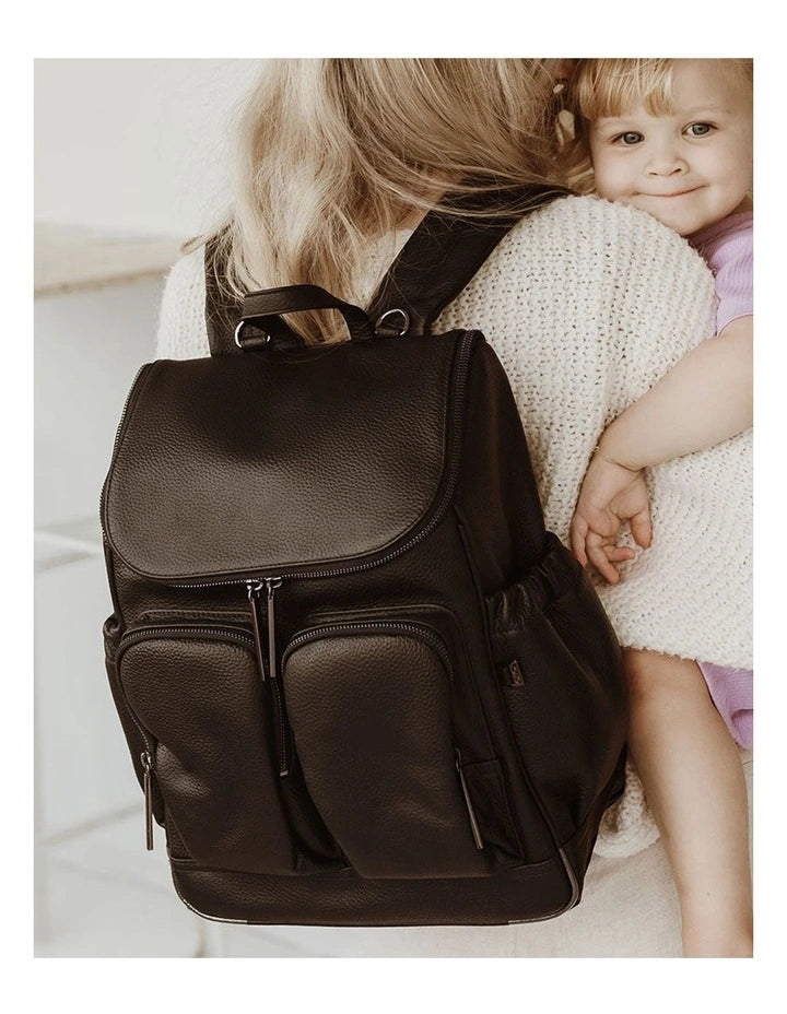 Nappy Backpack | Signature - Black Vegan Leather