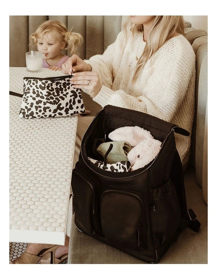 Nappy Backpack | Signature - Black Vegan Leather