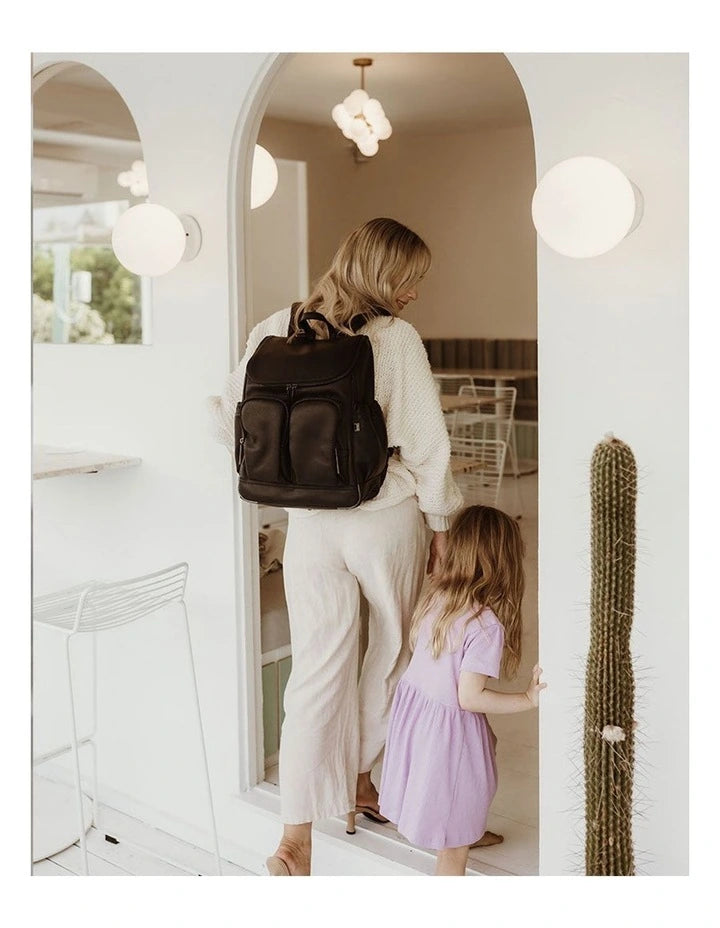 Nappy Backpack | Signature - Black Vegan Leather