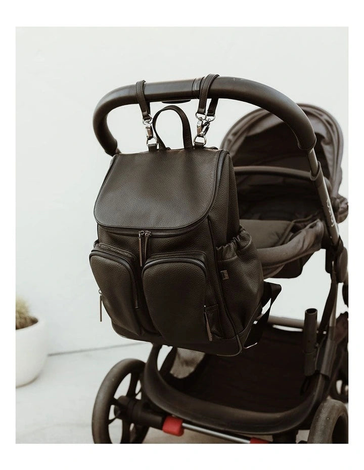 Nappy Backpack | Signature - Black Vegan Leather