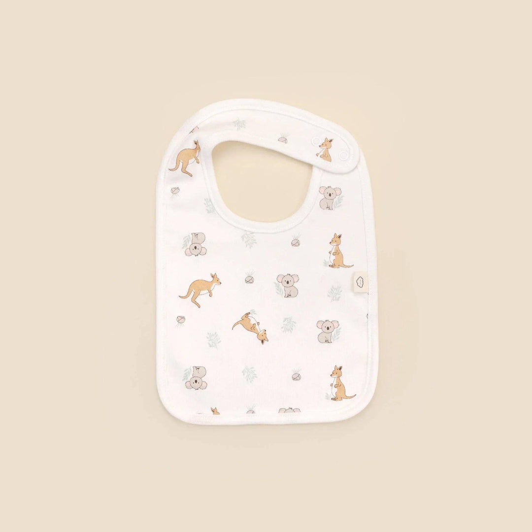 Organic Cotton Bib - Kangaroo & Koala