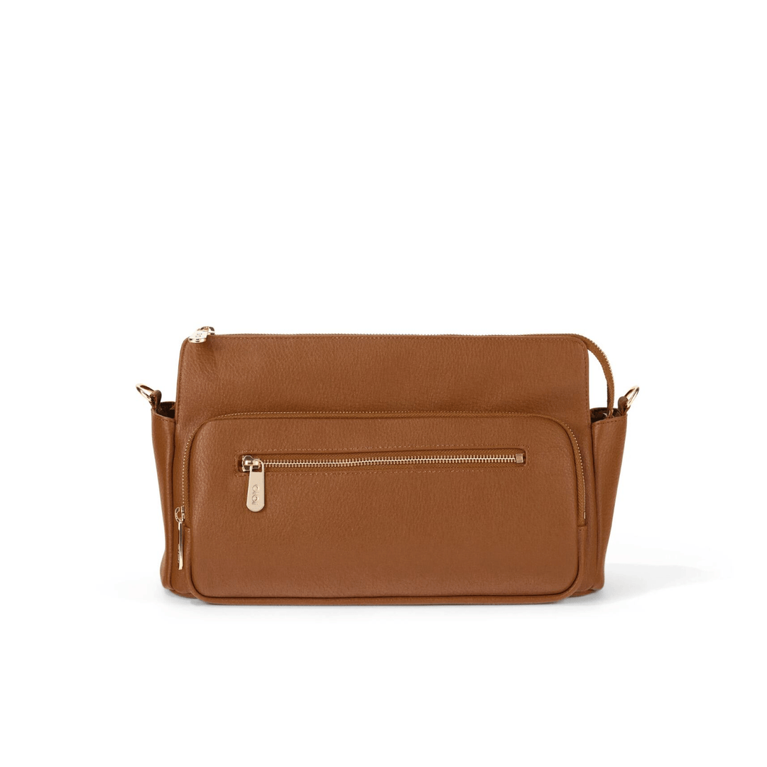 Multitasker Pram Caddy 2.0- Chestnut Brown Vegan Leather