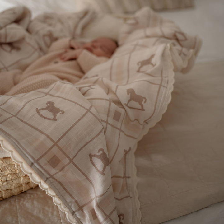 Blanket | Fur Lined - Cot Size - Rocking Horse